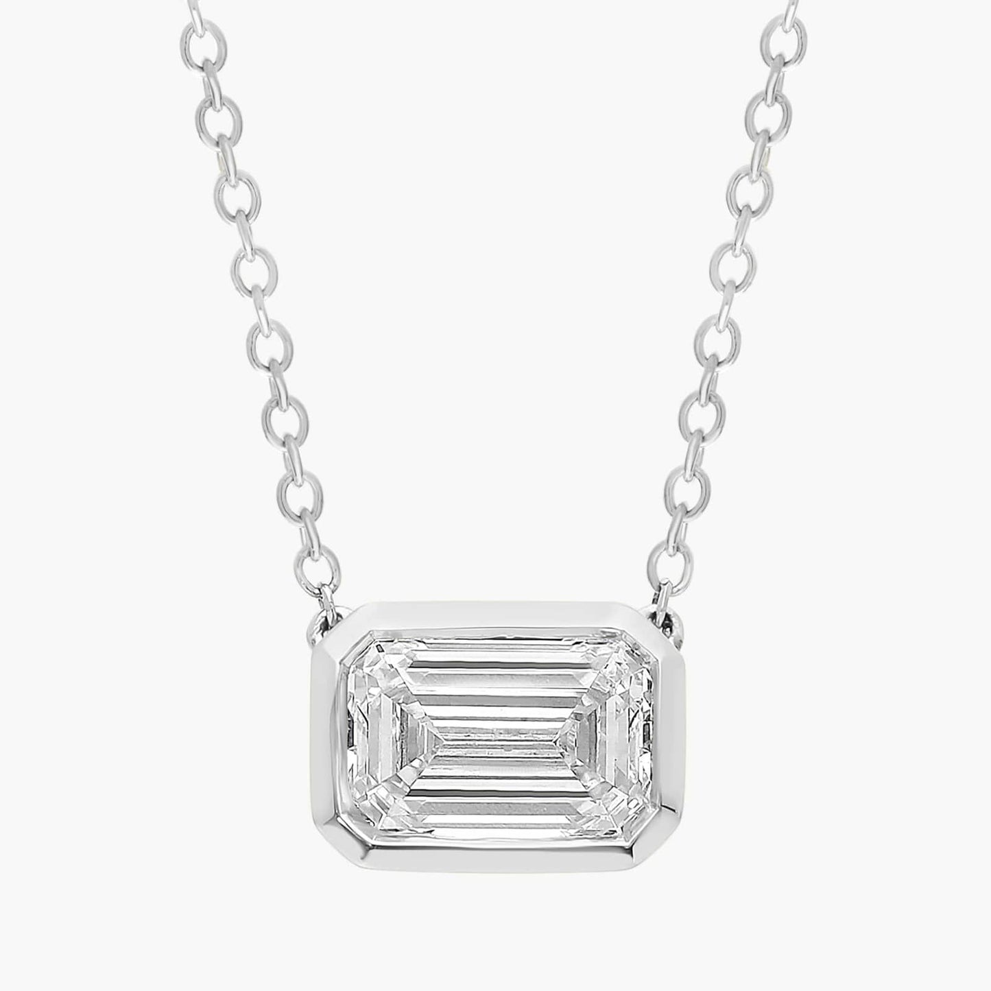 Emerald Cut Bezel Diamond Pendant