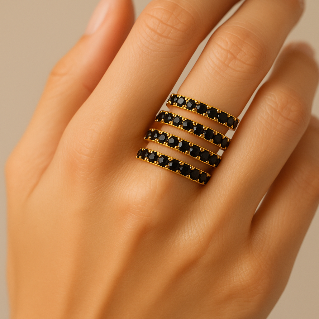 Dani's Signature Cross-Band Ring — Black Diamond Edition