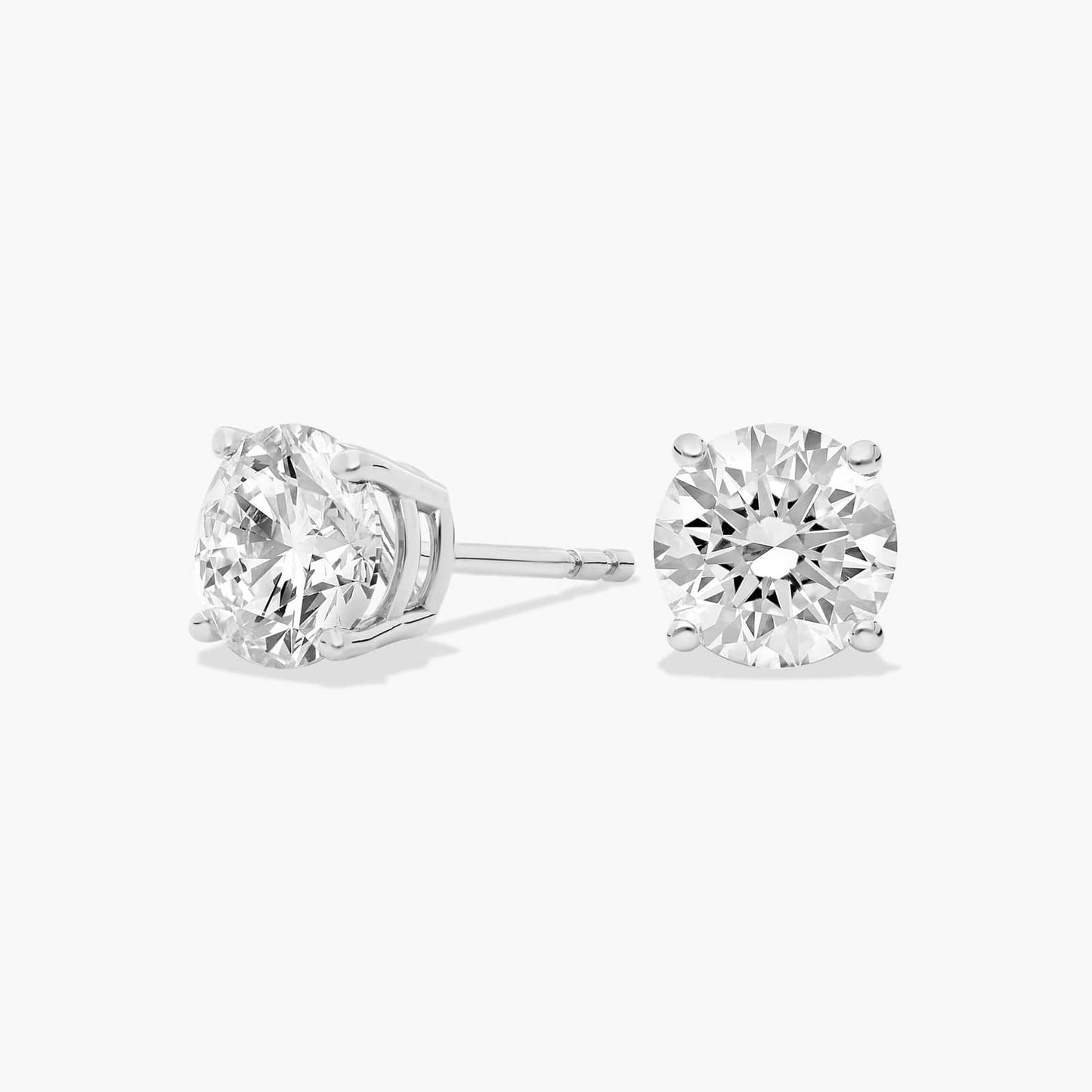 Four Prong Round Brilliant Diamond Stud Earrings