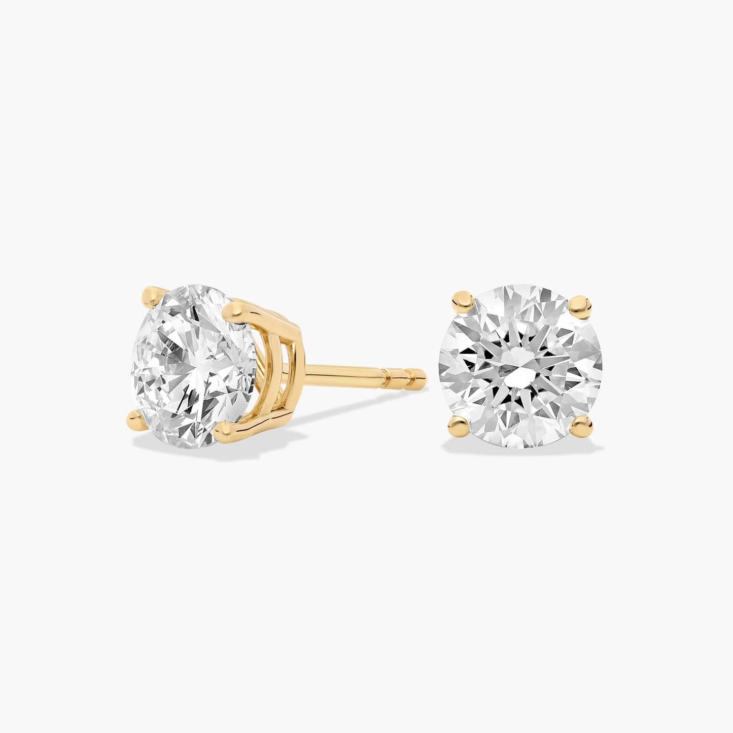 Four Prong Round Brilliant Diamond Stud Earrings